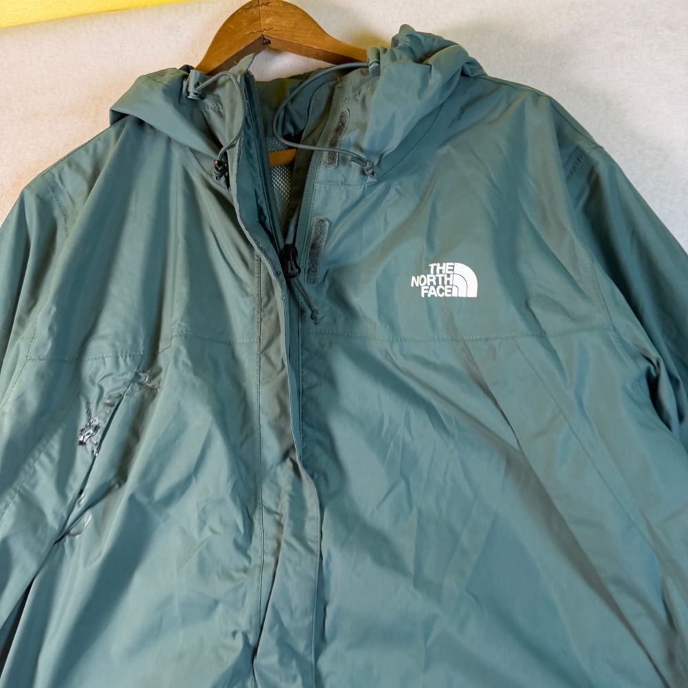 The North Face DryVent Rain Jacket Womens XL Teal Green Hooded Shell 6958